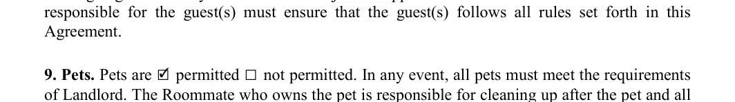 Roommate Agreement: Initial, filled with sample entries