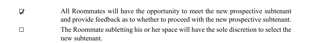 Roommate Agreement: Initial, filled with sample entries
