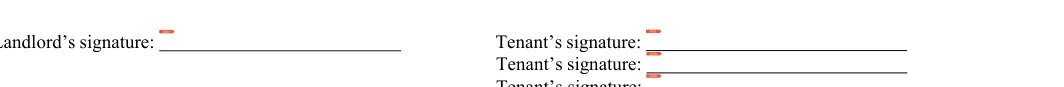 Simple One-page Rental Agreement: Landlord’s signature, filled with sample entries