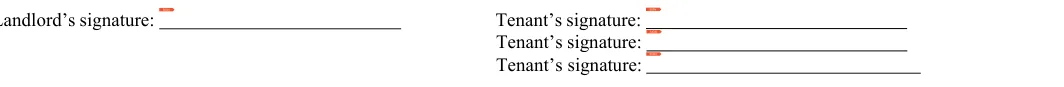 Simple One-page Rental Agreement: Tenant’s signature, filled with sample entries