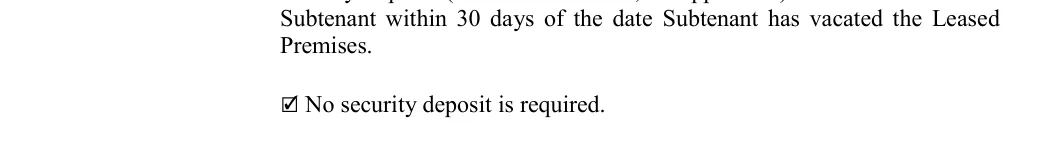 Sublease Agreement: Initial, filled with sample entries