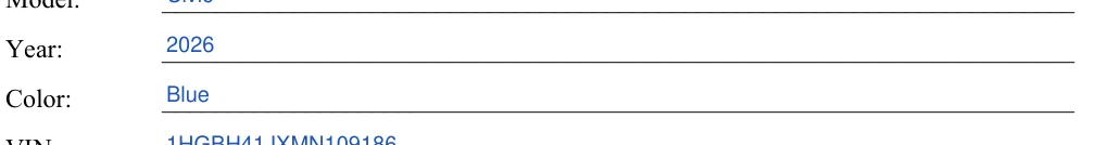 Car Sale Contract with Payments: Year, filled with sample entries