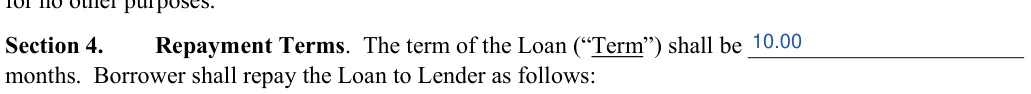 Car Sale Contract with Payments: Section 4, filled with sample entries