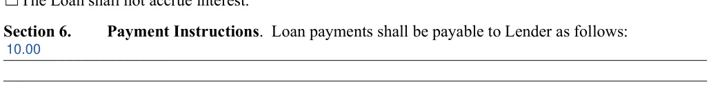 Car Sale Contract with Payments: Section 6, filled with sample entries