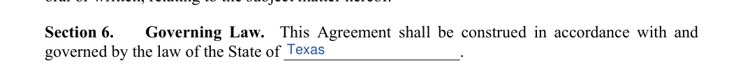 Payment (Installment) Agreement: Section 6, filled with sample entries