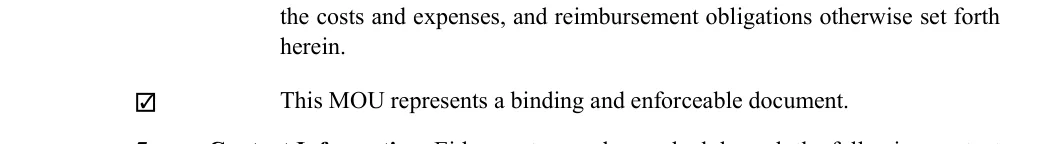 Memorandum of Understanding: Select, filled with sample entries