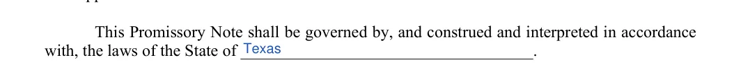 Vehicle Promissory Note: State, filled with sample entries
