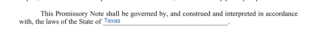 Secured Promissory Note: State of, filled with sample entries