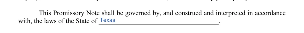 Unsecured Promissory Note: State of, filled with sample entries