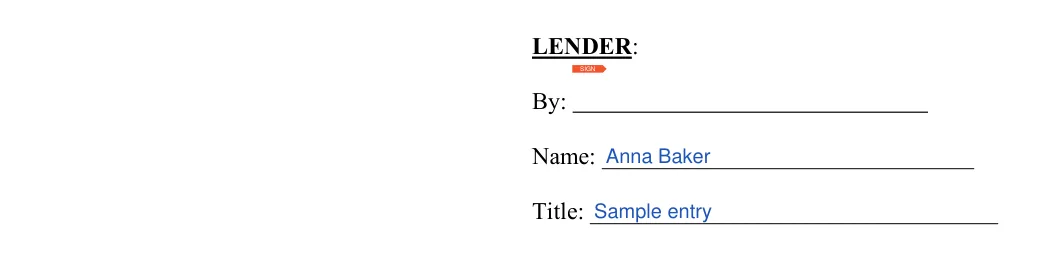 Unsecured Promissory Note: LENDER, filled with sample entries