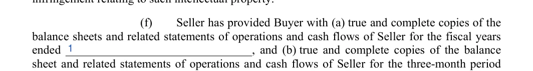 Asset Purchase and Sale Agreement: Fiscal years ended, filled with sample entries
