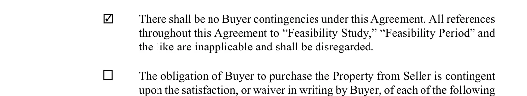 Land Purchase Agreement: Check, filled with sample entries