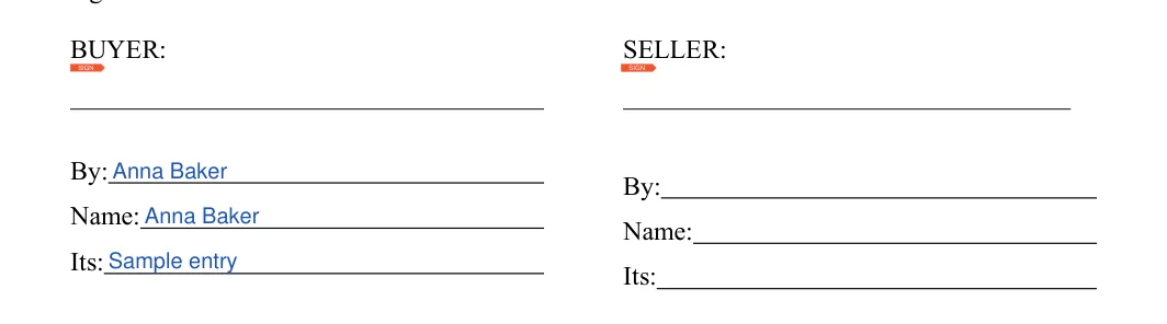 Land Purchase Agreement: BUYER, filled with sample entries