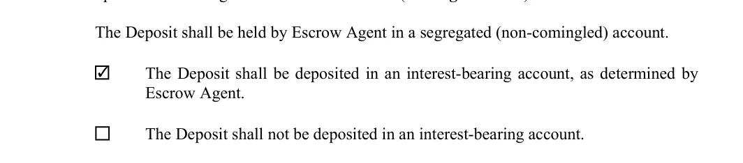 Earnest Money Contract: Check, filled with sample entries