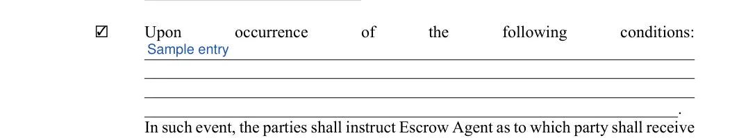 Repair (Holdback) Escrow Agreement: conditions, filled with sample entries