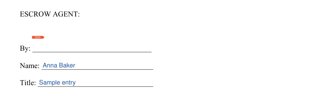 Repair (Holdback) Escrow Agreement: ESCROW AGENT, filled with sample entries