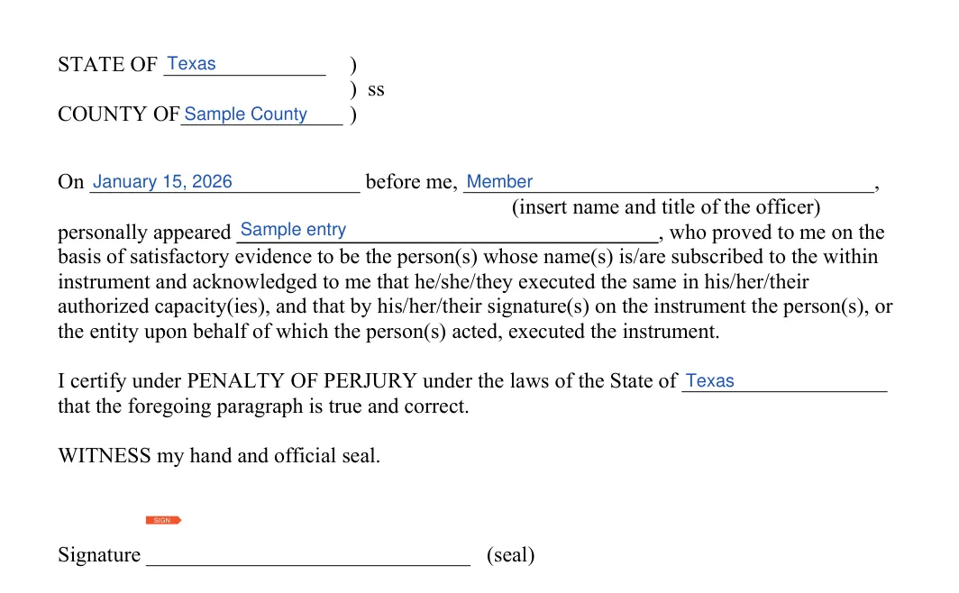 Car Sale Release of Liability: State of, County of and more, filled with sample entries