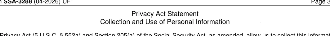 Social Security Administration Consent for Release of Information: Form1[0].bodypage3[0].readonly fld1[0], filled with sample entries