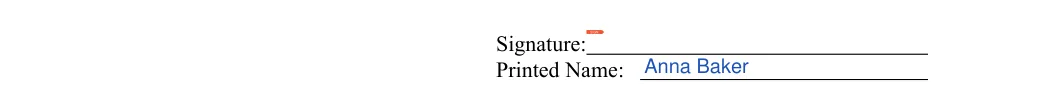 Liability Waiver: Signature, filled with sample entries