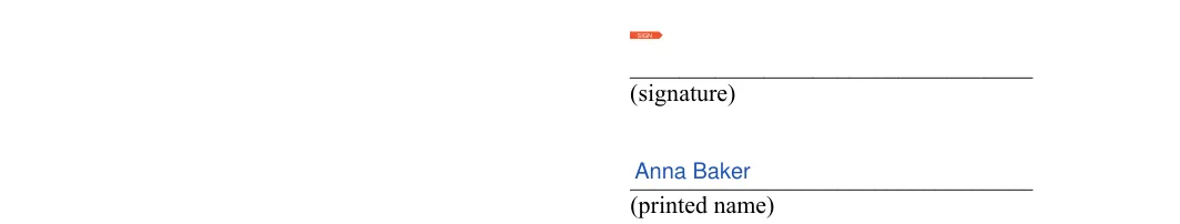 Affidavit of Correction: Signature, Printed name, filled with sample entries