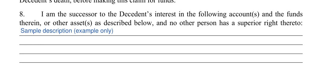 Affidavit of Death: Description, filled with sample entries