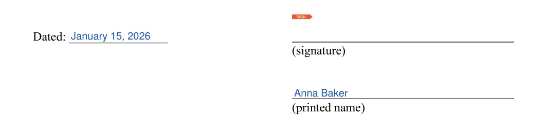 Gift Affidavit: Dated, Signature and more, filled with sample entries