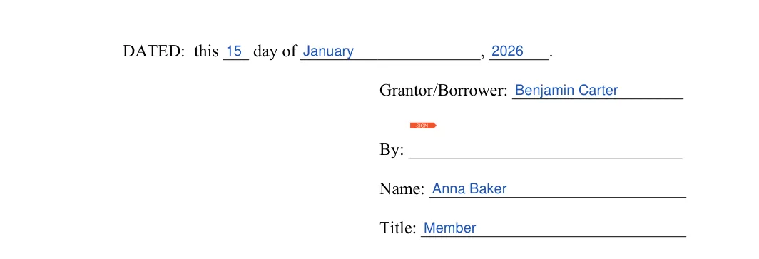 Deed in Lieu of Foreclosure: Day, Month and more, filled with sample entries