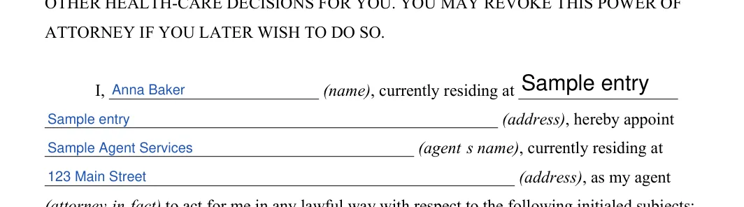 Tennessee Tennessee General Financial Power of Attorney: ATTORNEY IF YOU LATER WISH TO DO SO, filled with sample entries