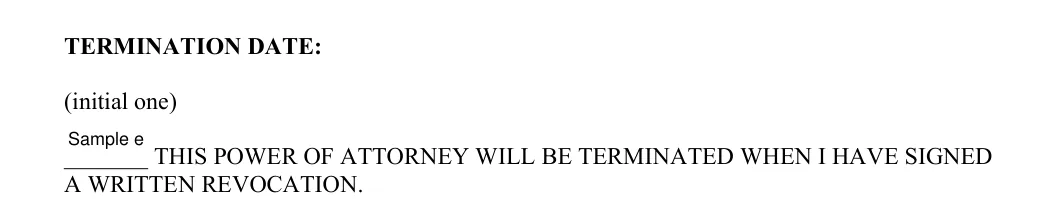 Washington General Financial Power of Attorney: TERMINATION DATE, filled with sample entries
