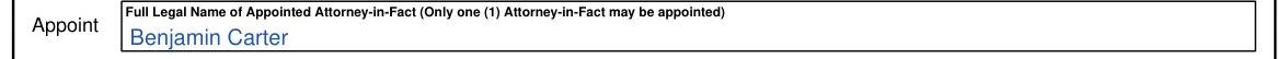 Georgia Form T-8 Limited Power of Attorney - Motor Vehicle Transactions: Appoint, the attorney-in-fact's full legal name, filled with sample entries