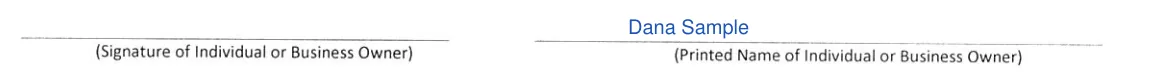 Arkansas DFA Power of Attorney for Vehicle Transactions: Signature and Printed Name of Individual or Business Owner, filled with sample entries