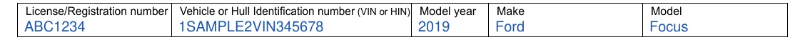 Washington DOL Release of Interest/Power of Attorney (TD-420-050): Vehicle or vessel description, filled with sample entries