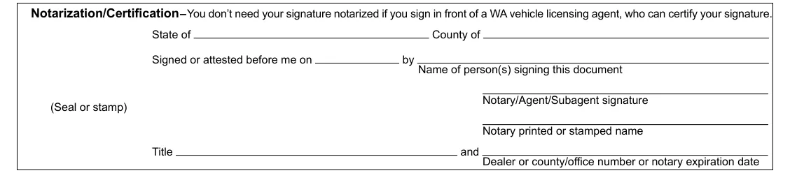 Washington DOL Release of Interest/Power of Attorney (TD-420-050): Notarization/Certification for the release of interest, filled with sample entries
