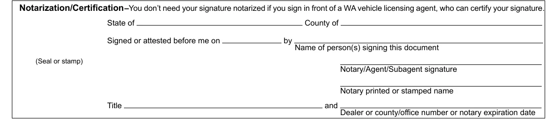 Washington DOL Release of Interest/Power of Attorney (TD-420-050): Notarization/Certification for the power of attorney, filled with sample entries