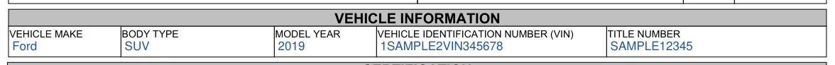 Virginia VSA 70 Power of Attorney to Sign for Owner: Vehicle Information, filled with sample entries