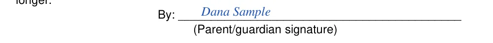 Alaska statutory power of attorney to delegate parental powers (AS 13.26.066(f)): By: parent or guardian signature, filled with sample entries