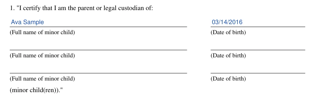 Oklahoma statutory power of attorney to delegate parental or legal custodian powers (10 O.S. 701): 1. The parent or legal custodian and the minor children, filled with sample entries