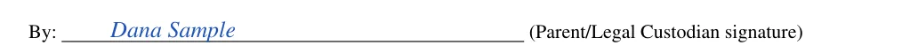 West Virginia statutory power of attorney to delegate parental or legal custodian powers (W. Va. Code 49-8-4): By: (Parent/Legal Custodian signature), filled with sample entries
