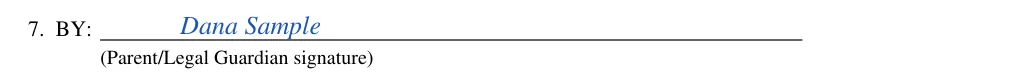 Kentucky statutory power of attorney for temporary delegation of parental or legal custody and care (KRS 403.353): 7. BY: parent or legal guardian signature, filled with sample entries