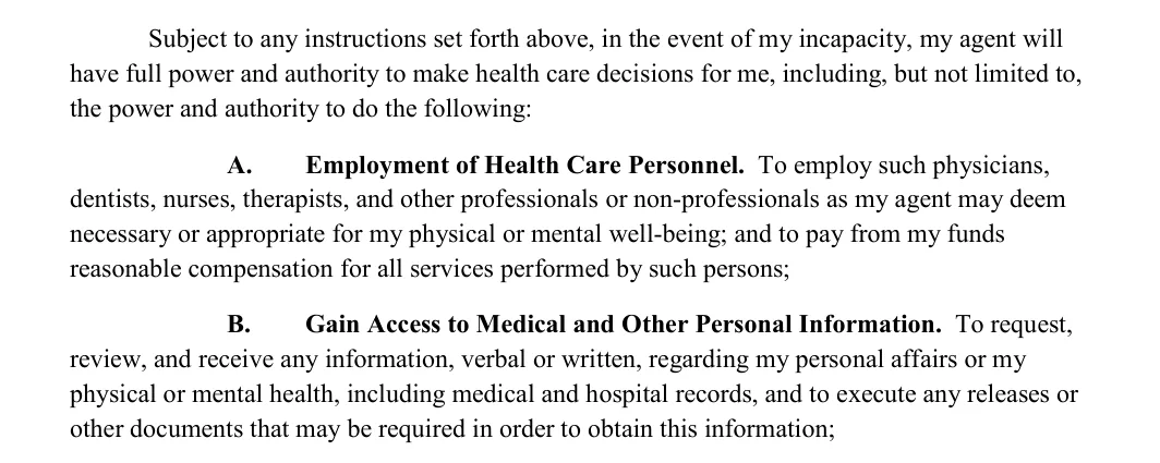 Connecticut living will: agent powers, filled with sample entries