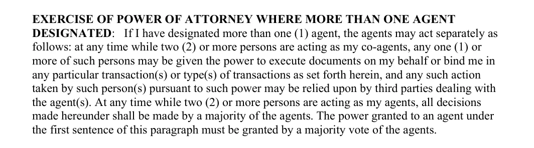Alabama durable power of attorney: more than one agent