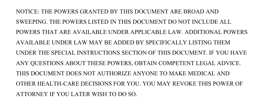 Kansas durable power of attorney: notice
