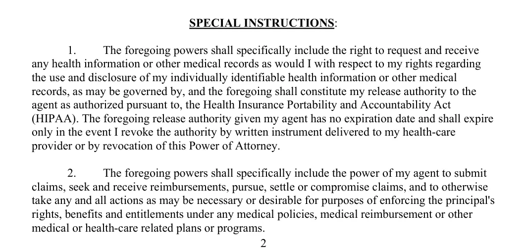 Utah durable power of attorney: special instructions