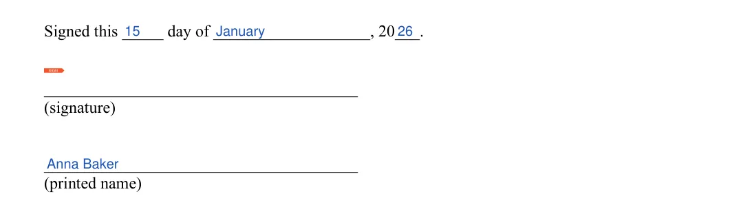 Utah durable power of attorney: sign and date, filled with sample entries