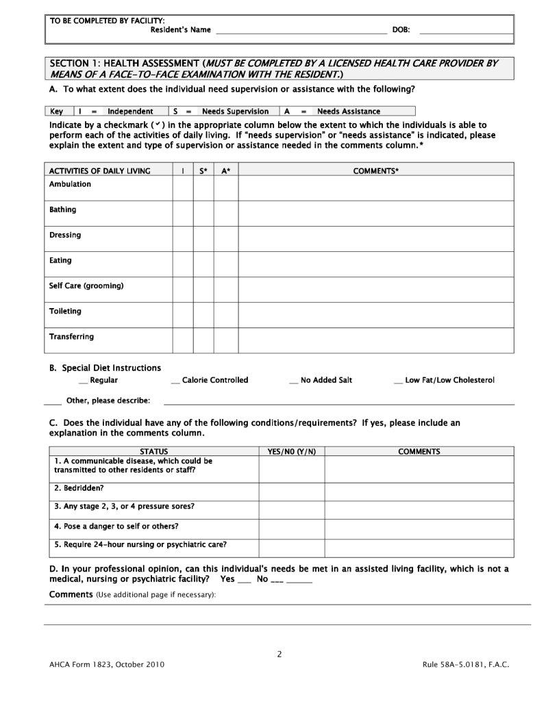 Ahca 1823 Form ≡ Fill Out Printable PDF Forms Online