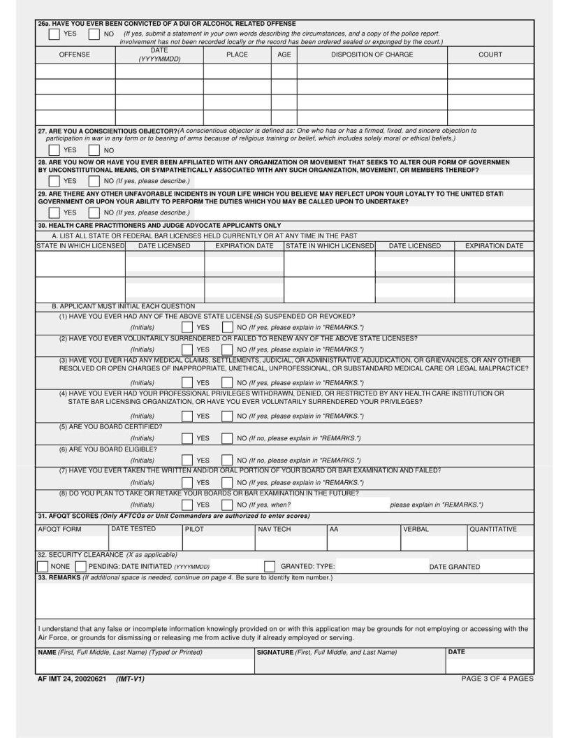 Air Force Form 24 Fill Out Printable PDF Forms Online