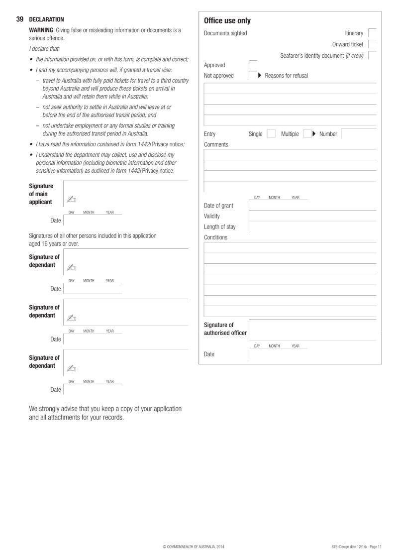 Australia Transit Visa Form Fill Out Printable PDF Forms Online
