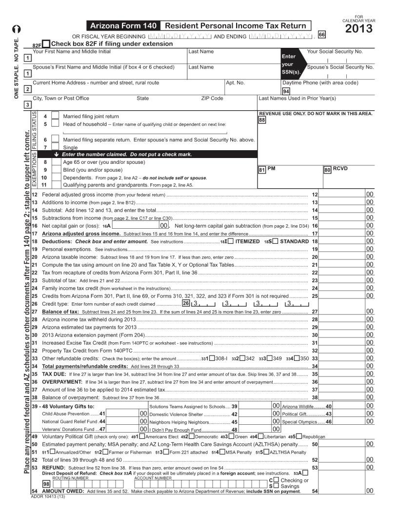 Az Form 140 ≡ Fill Out Printable PDF Forms Online