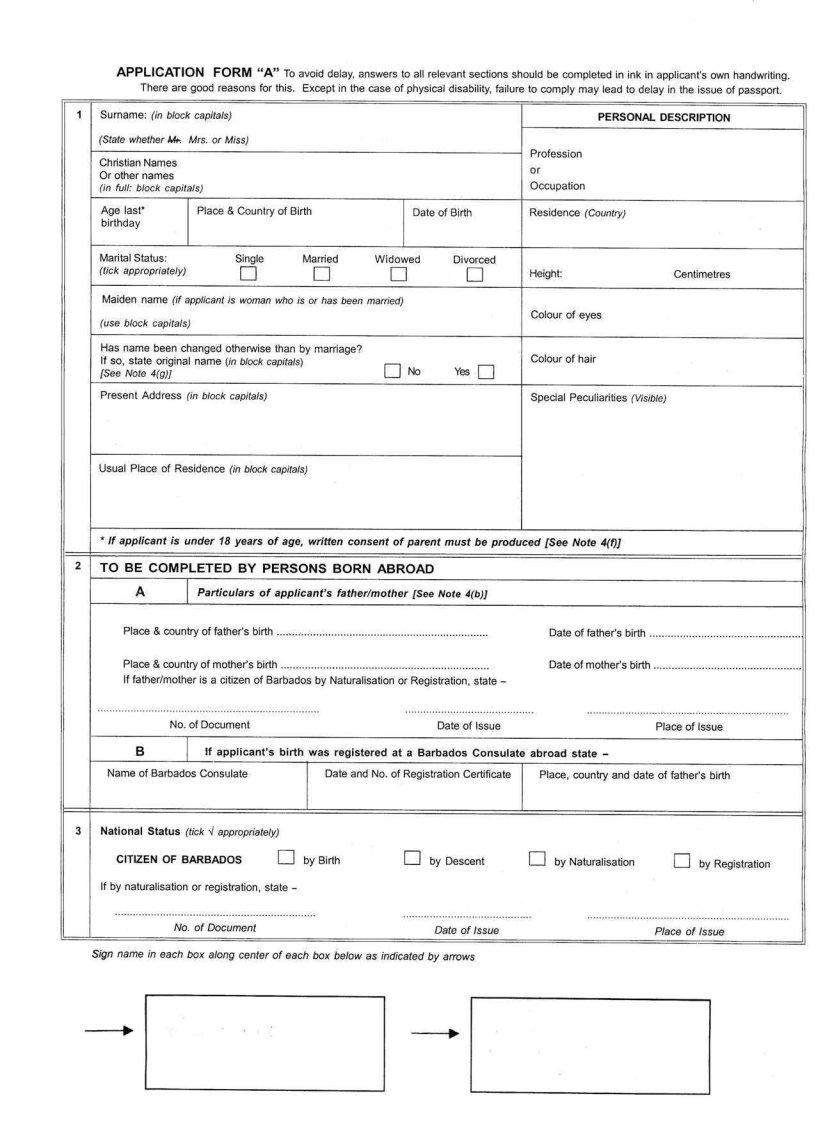 Barbados Passport Application PDF Form FormsPal