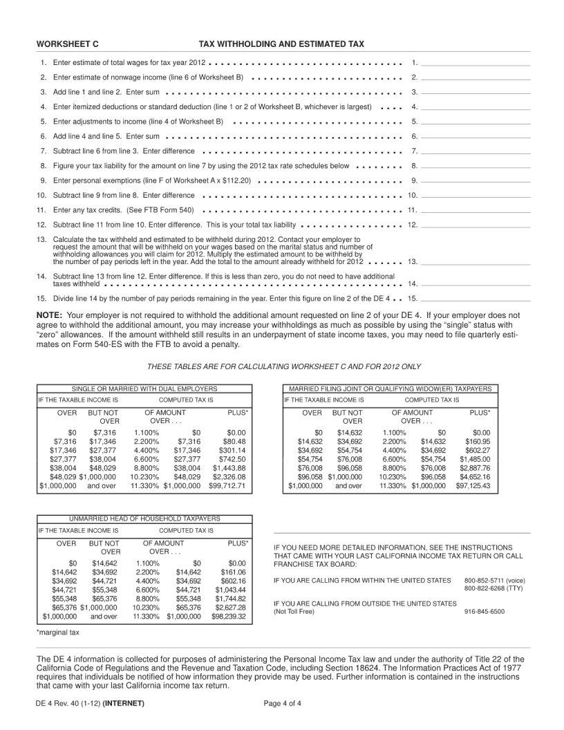 Ca De 4 Form ≡ Fill Out Printable PDF Forms Online